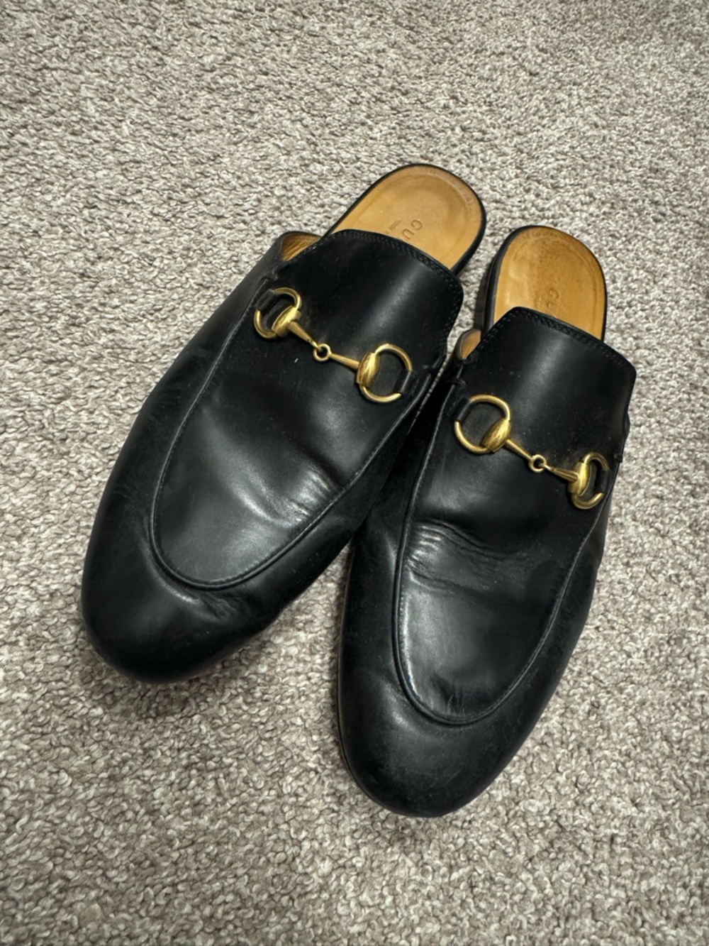 Gucci Black Leather Horsebit Loafer Mules